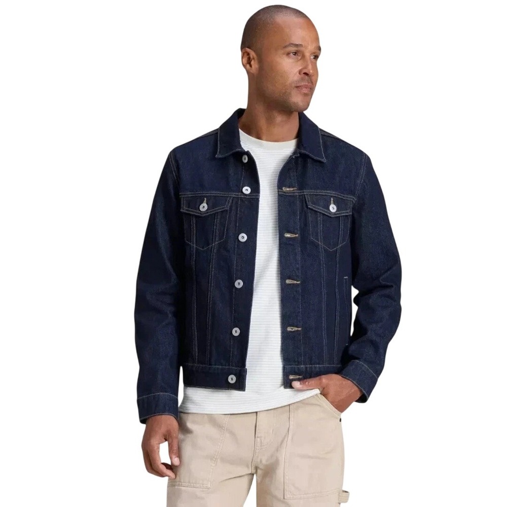 Goodfellow & Co Men's Dark Blue Cotton Trucker Denim Jacket Size Large